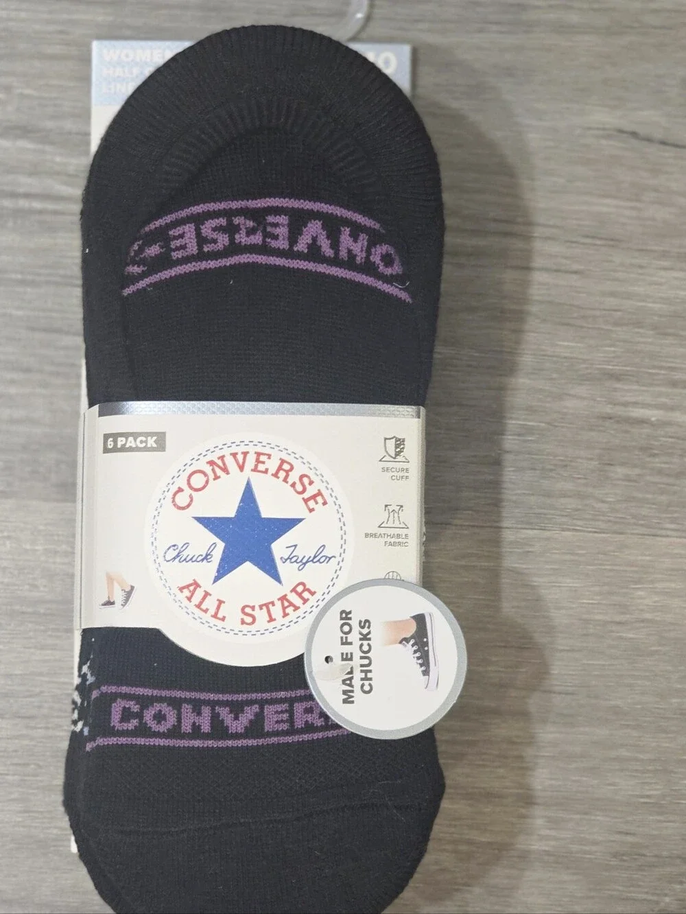 Converse 6-PK Chevron Star Logo Half Cushion Liners- Black/Multi